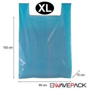 Shopper rigenerato 60x100 con soffietto 15 cm - Blu - 70 Pz