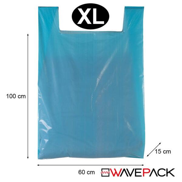 Shopper rigenerato 60x100 con soffietto 15 cm - Blu - 70 Pz