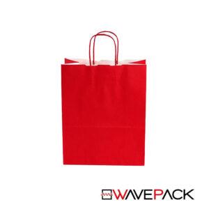 Shopper in carta Rossa 36X40 con soffietto 12 e  Manico ritorto - 200 Pz